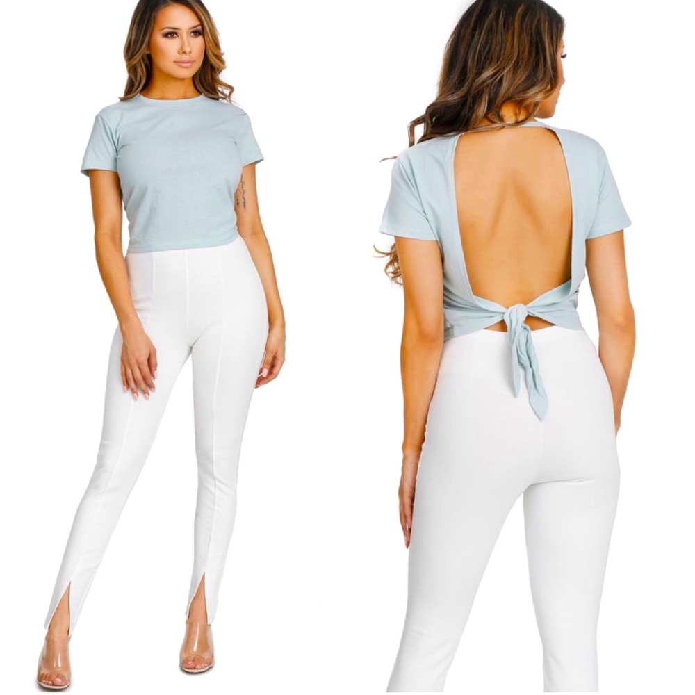 Open back Short Sleeve Top